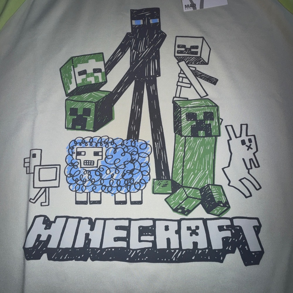 Mad Engine Minecraft Rash Guard Kids XXL NWT UPF 50+ Short Sleeve Swim Shirt